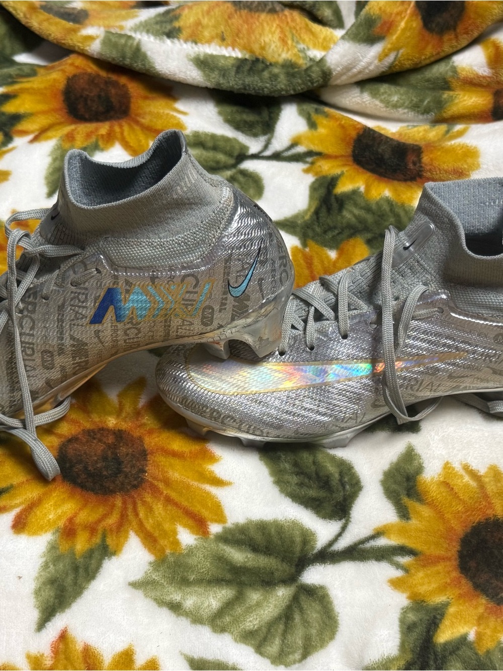 Nike girls  Silver Iridescent High-Top Athletic Shoes - Picture 2 of 10